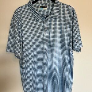 PGA Tour Blue and White Geometric Polo Shirt